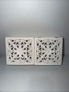Dollar Tree Shabby Chic Wooden DIY Carved Floral Boxes x 2